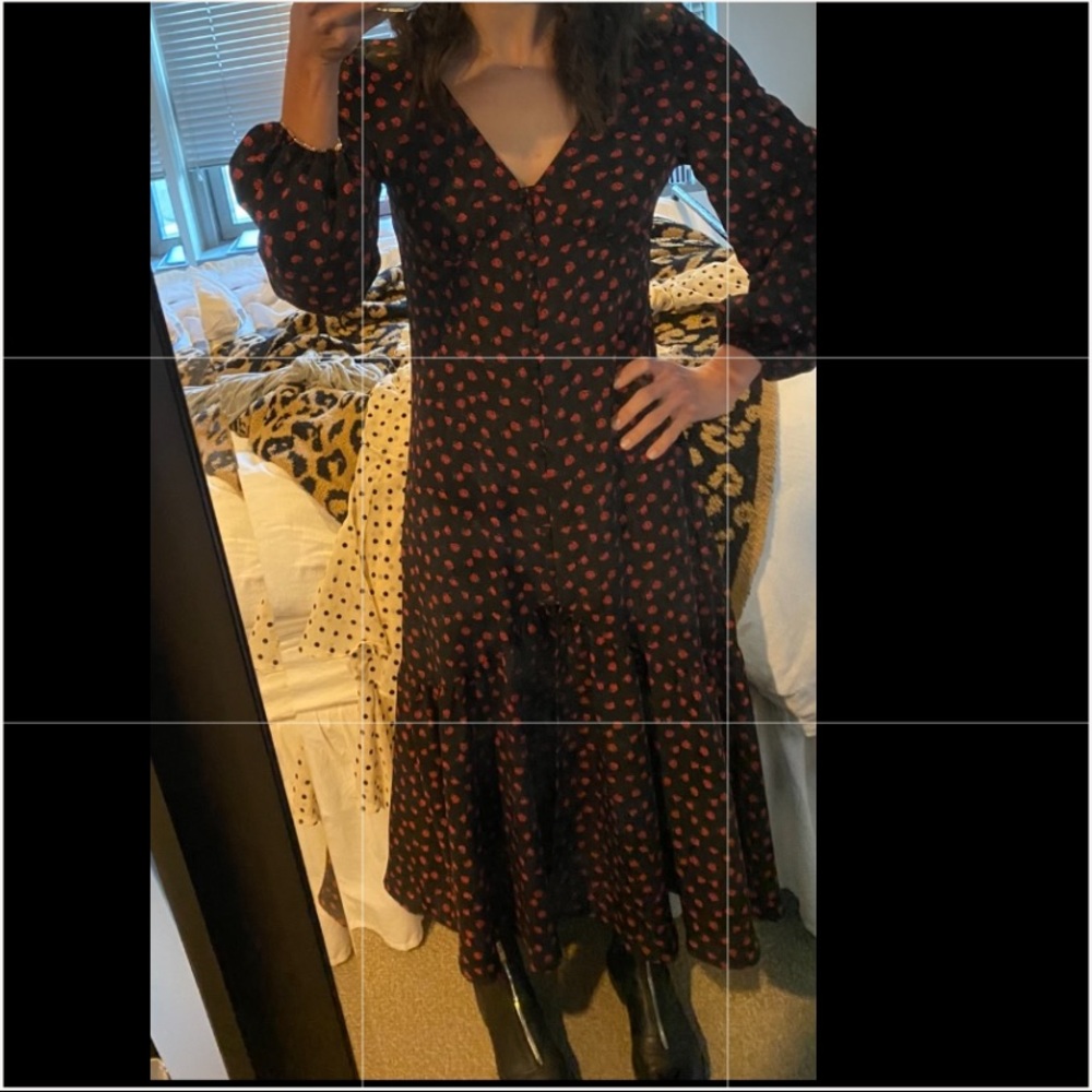 Topshop long sleeve rose print dress